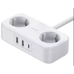 Filtru electric Ugreen 50683 / Power Strip 2 Plug + 2*USB-A + 1*USB-C, 30W DigiNest Life EU CD280, White