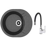 Chiuvetă bucătărie cu bateria Dr.Gans Berta 580 + SanDonna F 9995 negru