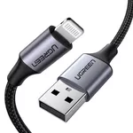 Cablu telefon mobil Ugreen 60156 USB to Lightning MFI, 1M, Alu Case with Braided, Black | US291