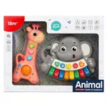Jucărie muzicală Huanger MTK042 Pian electronic „Girafă și Elefant”, gri-roz, 10349a