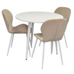 Комплект стол и стулья Evelin di Costacurta стол DT 404-5Wh + 3 стула YTC-064Wh Light beige