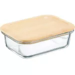 Container alimentare Ambition 67546 Glass Container 600ml with Bamboo Cover, Natural,