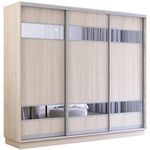 Шкаф Mobildor-Lux Раздвижные двери Fox из ДСП с зеркальными элементами (240x60x210 см, высота) Sonoma
