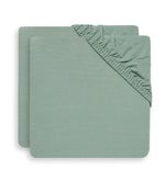Lenjerie de pat pentru copii Jollein 2511-507-00095 Cearsaf cu elastic Jersey Ash Green, 120x60cm, 2buc