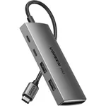 Adaptor de rețea USB Ugreen 30758 HUB 4in1 Type-C 3.0 to 2*Type-C 3.2 + 2*USB 3.1 CM480, Silver