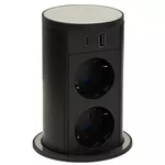 Розетка электрическая ASA Plastici 060.47F.00108 Versalift round version 2 sockets F + 1 USB 5V (A+C) Stainess steel