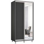 Dulap Mobildor-Lux Aron-P 1.0m-1.8m uși glisante din oglindă și PAL (110x60x230H cm) Anthracite