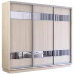 Dulap Mobildor-Lux Fox uși glisante din PAL cu elemente din oglindă (250x60x210H cm) Sonoma