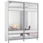 Dulap Mobildor-Lux Aron cu uși glisante cu oglindă zebra (200x60x210H cm) Alb Brilliant