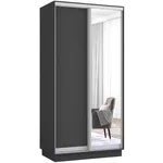 Шкаф Mobildor-Lux Раздвижные двери Fox из зеркала и ДСП (110x60x220 см) Антрацит