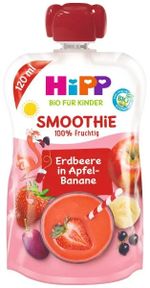 HIPPiS Smoothie mar, banane, fructe rosii (12+ luni) 120 ml
