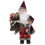 Новогодний декор Promstore 03294 Дед Мороз с сумкой с подарками и фонарем 16x12x37cm