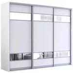 Dulap Mobildor-Lux Fox uși glisante din PAL cu elemente din oglindă (240x60x210H cm) Alb