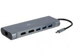 Adapter 8-in-1 Type-C to DP/LAN/VGA/4K HDMI/AUX/USB3.0/SD/Type-C socket, Cablexpert A-CM-COMBO8-01