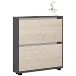 Raft pentru încălțăminte Mobildor-Lux Leo Slim 90x16x86H cm Anthracite/Sonoma