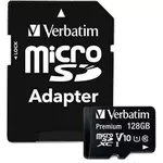 Флеш карта памяти SD Verbatim VER_44085 microSD 128GB Class10 A1 UHS-I + SD adapter