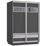 Шкаф Mobildor-Lux Fox uși glisante din PAL cu elemente din oglindă (150x60x200H cm) Anthracite