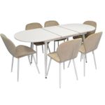 Комплект стол и стулья Evelin di Costacurta стол DT-533R Wh + 6 стульев YTC-064Wh UF910-01 (Light beige)