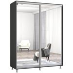 Dulap Mobildor-Lux Aron cu uși glisante din oglinzi (170x60x210H cm) Anthracite