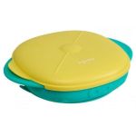 Посуда для кормления U-Grow UG-239YE Farfurie din silicon cu ventuza si capac, galben-verde