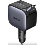 Зарядное устройство для автомобиля Ugreen 55910B 1xType-C+1xUSB-A with Type-C Cable, Retractable, 145W, Black, EC604