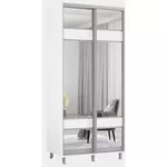 Dulap Mobildor-Lux Aron-P 1.0m-1.8m uși glisante din PAL cu oglindă zebra (110x60x230H cm) Alb Brilliant