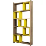 Raft de birou Trendy Cutie, Nuc, Galben 80x170x22cm, raft de carti