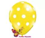 Воздушный шар желтый  с рисунком Горошек - 30 см