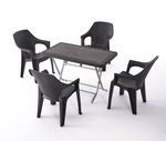 Set Masa plianta Rattan cafenie + 4 scaune Babel