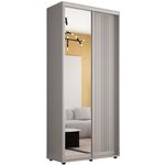 Dulap Mobildor-Lux Compact uși glisante Oglindă + PAL cu ornament linii (100x45x220H cm) Grey