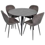Комплект стол и стулья Evelin di Costacurta стол DT-402-6B + 4 стула YTC-064B UF885-15 (Dark grey)