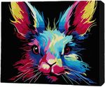 Tablou pe numere BrushMe RMGB002FC 30x40сm (pânză neagră/fără cutie) Iepuraș neon