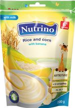 Каша NUTRINO рис, кукуруза с молоком и бананом (6 мес), 200 г