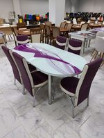 Комплект овальный 840 + 6 стульев Merchan фиолетовые с белым