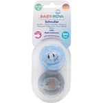 ”Baby-Nova” Suzetă rotundă cu inel, 0 luni+, Latex, fără BPA, 2 buc. cu cutie pentru sterilizare (20008)