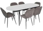 Комплект стол и стулья Evelin di Costacurta стол DT-533R B + 6 стульев YTC-064B UF885-15 (Dark grey)