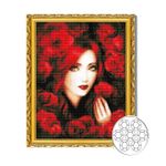 Картина по номерам Art Gallery GA79956 Mozaic cu diamante 40x50cm Fata printre flori rosii