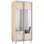 Dulap Mobildor-Lux Aron-P uși glisante din PAL cu oglindă orizontal (100x60x210H cm) Sonoma