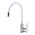 Bateria bucătărie Hydro S Aquafix 404 din inox cu pipa flexibilă, albă (0400316)