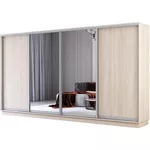 Шкаф Mobildor-Lux Раздвижные двери Fox из зеркала и ДСП (370x60x220H см) Сонома