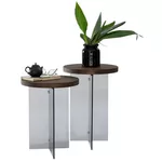 Măsuţă cafea Trendy Serenity 2, Nuc, Gri inchis, set