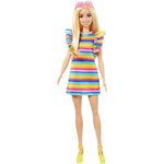 Păpușă Barbie HJR96 Fashionistas cu rochiță în culorile curcubeului