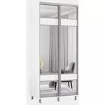 Dulap Mobildor-Lux Aron-P 1.0m-1.8m uși glisante din PAL cu oglindă zebra (120x60x240H cm) Alb Brilliant