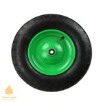 Колесо надувное с подшипником для тачки 400-8, зелёный диск
