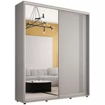 Dulap Mobildor-Lux Compact uși glisante Oglindă + PAL cu ornament grecesc (190x45x210H cm) Grey