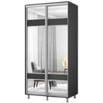 Dulap Mobildor-Lux Aron-S 1.0m-1.8m uși glisante din PAL cu oglindă zebra (120x60x200H cm) Anthracite