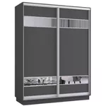 Шкаф Mobildor-Lux Раздвижные двери Fox из ДСП с зеркальными элементами (220x60x220 см, высота) Антрацит