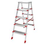 Лестница Bau Welt Din aluminiu cu două fețe 5 tr.+ plat. (1.8m)