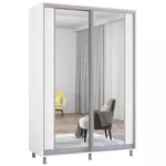 Шкаф Mobildor-Lux Арон с вертикальными зеркальными раздвижными дверцами (170x60x210H см) Brilliant White