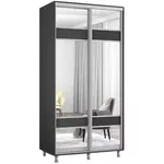 Dulap Mobildor-Lux Aron-P 1.0m-1.8m uși glisante din PAL cu oglindă zebra (100x60x200H cm) Anthracite